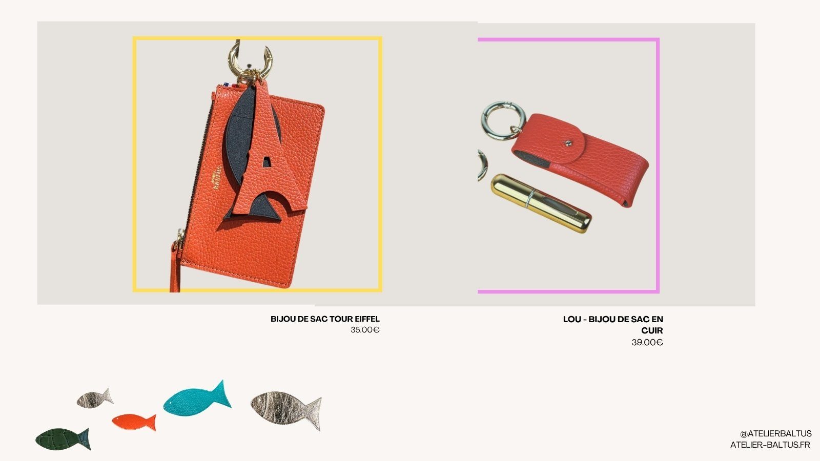 Lookbook spread: Eiffel Tower and Lou bag charms